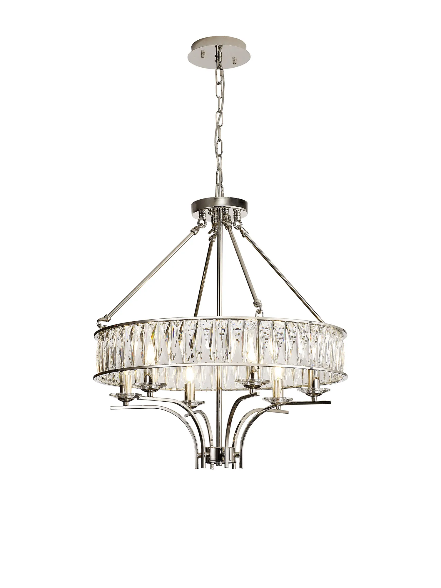 Vivienne Crystal Pendant/Semi Ceiling 6 Light Polished Nickel IL31819  Diyas Vivienne Polished Nickel